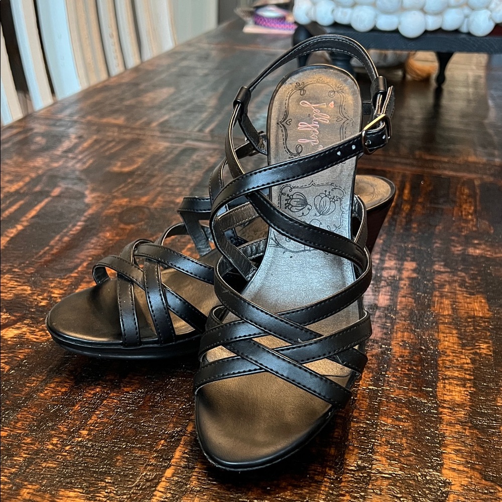 Jelly Pop Black Strappy Heels size 8
